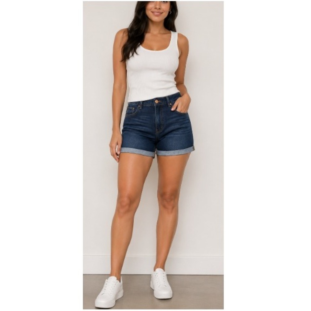 1822 Denim Women's Blue REPREVE Rolled Cuff Charlie Shorts Size 16/33P NWT